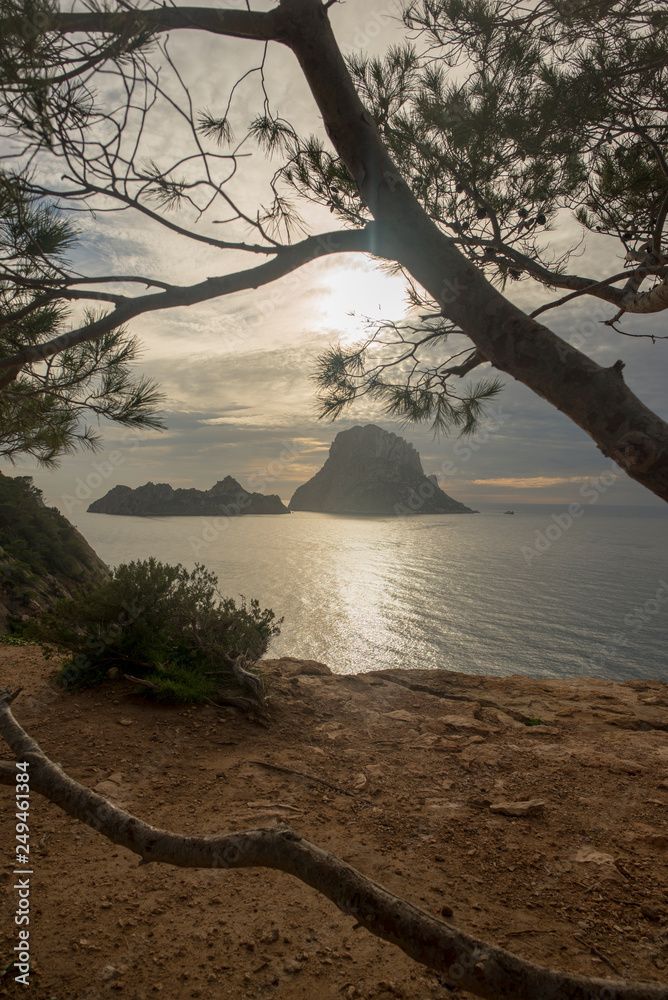 Wall mural Sunset on the island of Es vedra in Ibiza