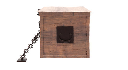 Ancient decorative chest. Left view.