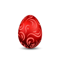 Easter egg 3D icon. Ornate color egg, isolated white background. Swirl realistic design, decoration Happy Easter celebration. Holiday ornamental element. Graceful spring pattern. Vector illustration