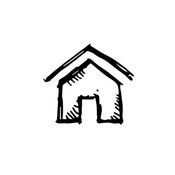 Icon black Hand drawn Simple outline on white background