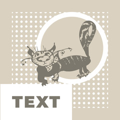 design for cover with cat and place for text. Vector illustration in pastel colors.