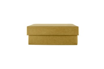 brown kraft paper box isolated on white background. - side view.