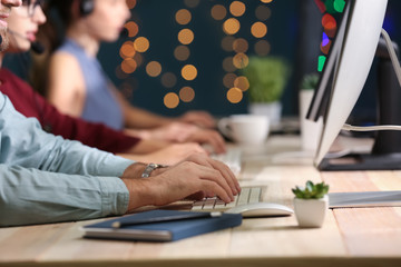 Technical support agents working in office