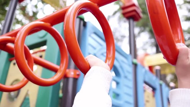 Hands going across monkey bars
