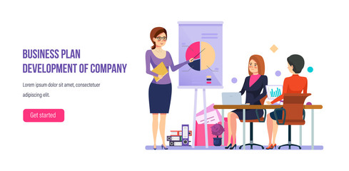 Business plan development of company. Effective marketing strategy, project management.