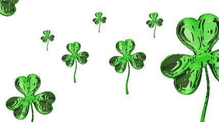 Fototapeta na wymiar St. Patrick's Day 3d effect clover over space background. Decorative greeting grungy or postcard. Simple banner for the site, shop, magazine promotions with place for text. 3d illustration