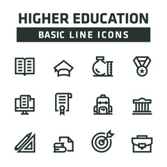 HIGHER EDUCATION LINE ICONS