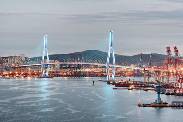 Scenic view of Busan Harbor Bridge and the Port of Busan