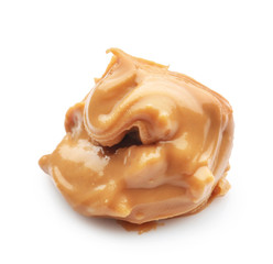 Tasty peanut butter on white background