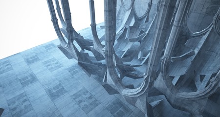 Fototapeta na wymiar Abstract concrete gothic interior. 3D illustration and rendering.
