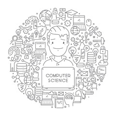 Vector line concept for computer science.