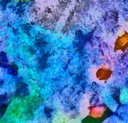 Abstract grunge background. Dirty style pattern. Simple painting art template with large textured brush strokes. Colorful pretty texture drawing by hand. Digital indigo wallpaper. Vintage backdrop