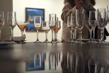 Left overs of shampagne in the glasses