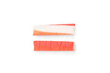 Crab sticks isolated on white background.
