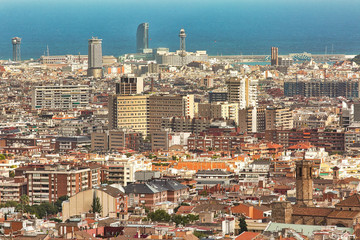 Obraz premium Aerial view to Barcelona city, urban background
