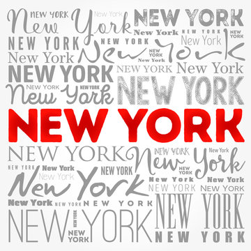 New York wallpaper word cloud, travel concept background