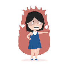 Small girl angry  standing  Pointing Her Finger