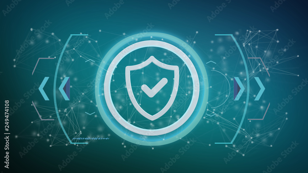Poster technology security icon on a circle isolated on a background 3d rendering