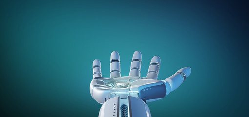 Cyborg robot hand on an uniform  background 3d rendering