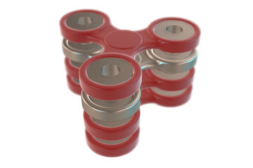 Colorful golden steel metal fidget finger spinner stress collection, anxiety relief toy 3d illustration