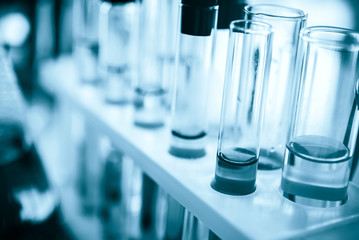 Test tube containing chemical liquid in laboratory