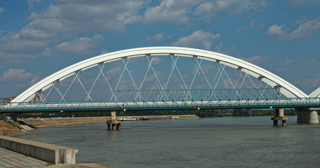 Fototapeta na wymiar New bridge over Danube in Novi Sad, Serbia