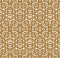 Seamless traditional Japanese ornament Kumiko.Golden color background..