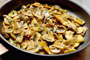 Roasted mushrooms champignons