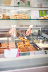 Bakery showcase with sweets