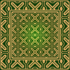 Luxury Fashion Design Print With Geometric Pattern. Vector Illustration. For Modern Interior Design, Fashion Textile Print, Wallpaper. Green gold color
