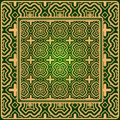 Obraz premium Luxury Fashion Design Print With Geometric Pattern. Vector Illustration. For Modern Interior Design, Fashion Textile Print, Wallpaper. Green gold color