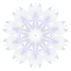 Beautiful Round Flower Mandala. Vector illustration. White gold color. For Design, Greeting Card, Invitation, Coloring Book. Arabic, Indian, Motifs.