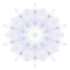 Beautiful Round Flower Mandala. Vector illustration. White gold color. For Design, Greeting Card, Invitation, Coloring Book. Arabic, Indian, Motifs.