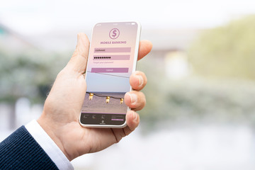 Man holding his smartphone