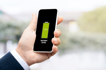 Man holding his smartphone