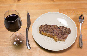 Sirloin steak and red wine