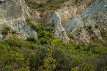 Fototapeta na wymiar Clay Cliffs Omarama New Zealand. Limestone. Erosion