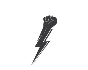 strong hand with power thunder illustration vector