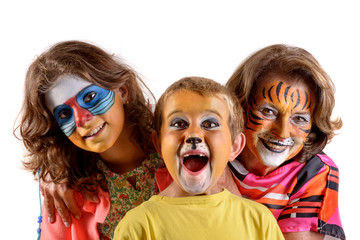 Kids and granny with face-paint
