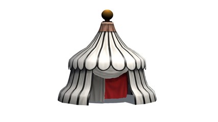 Antique round medieval tent - isolated on white background