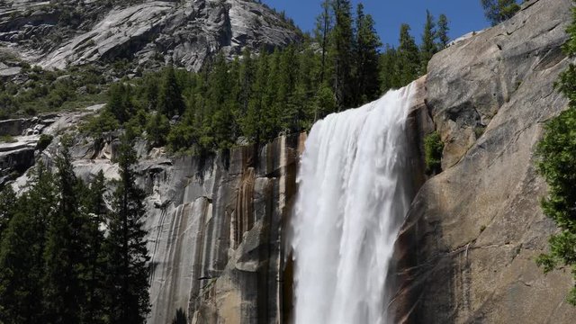 Seamlessly looping footage features beautiful Vernal Falls on the Mist Trail at Yosemite National Park, California.