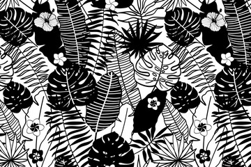 Pattern of tropical plants and flowers