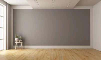 Foto op Canvas Empty minimalist room with gray wall on background © archideaphoto