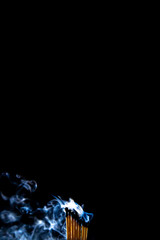 Match, smoke and flame