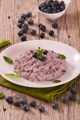 Blueberry risotto with mascarpone. 