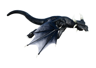 3D Rendering Fairy Tale Dragon on White