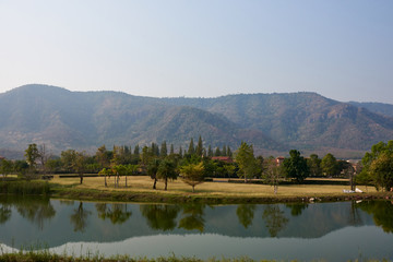 Park With Lake And Moutain In Pak Chong