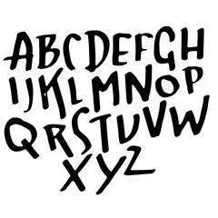 Simple alphabet letters. Handdrawn grunge ink font. Vector illustration.