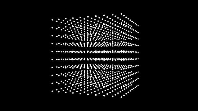Beautiful white cube box is rotate, dot particle.
