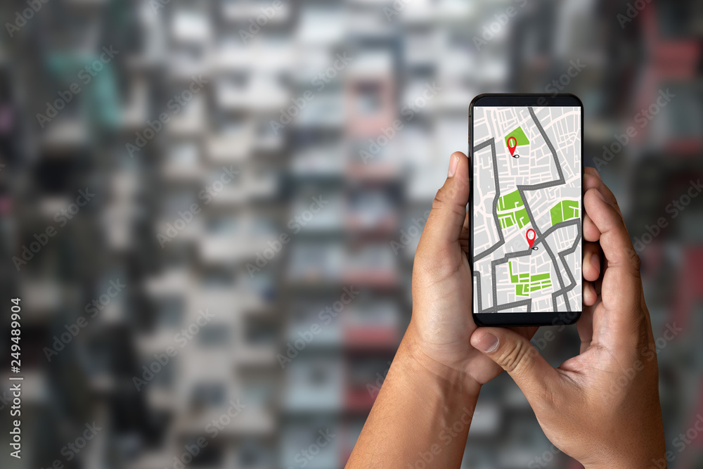 Poster gps map to route destination network connection location street map with gps icons navigation